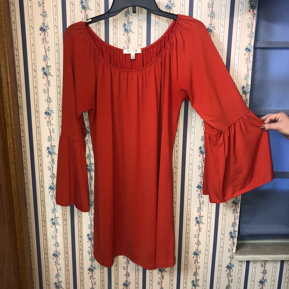 Spense top. Tunic length with bell sleeves